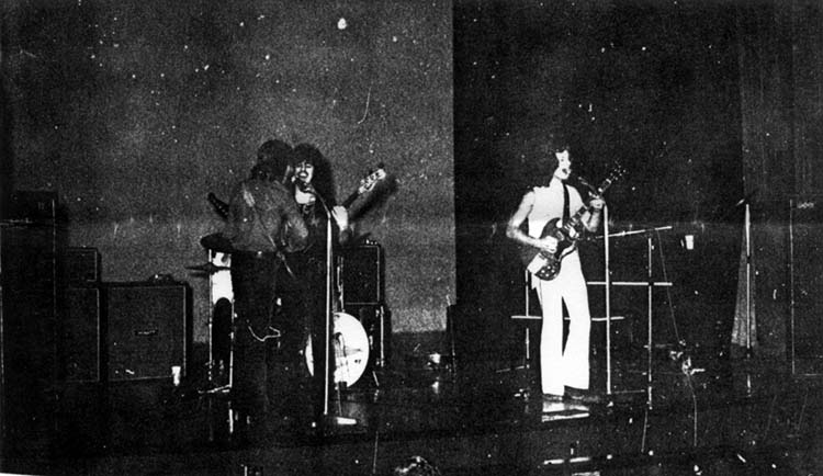 Badfinger onstage at the Fine Arts Auditorium of Texas Wesleyan College, October 22, 1970 (from TXWECO 1971 Yearbook)
