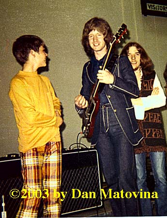 Tom's cousin, Pete, and Mike backstage at Sauk Valley College, 1970