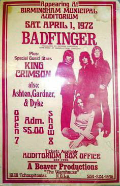 Badfinger concert poster 1972 April 01