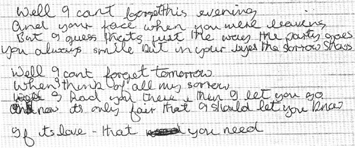 If It's Love (Pete Ham handwritten lyrics)