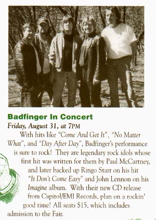 Badfinger, August 31, 2001 ad