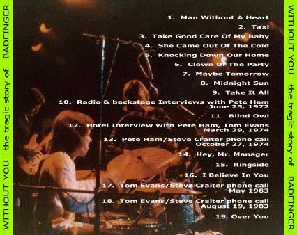 Without You, The Tragic Story of Badfinger 2nd edition CD tray card